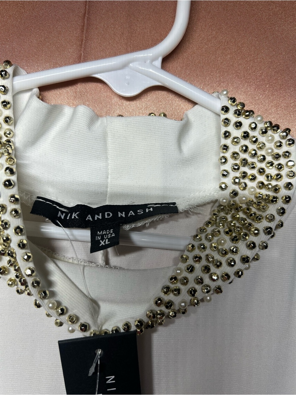 Nik and Nash Women's White Embellished Collar Top